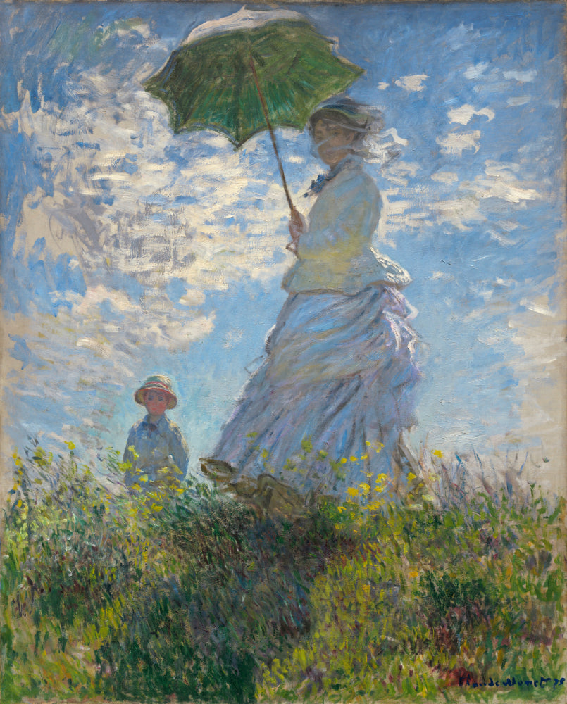 Woman with a Parasol - Madame Monet and Her Son by Claude Monet