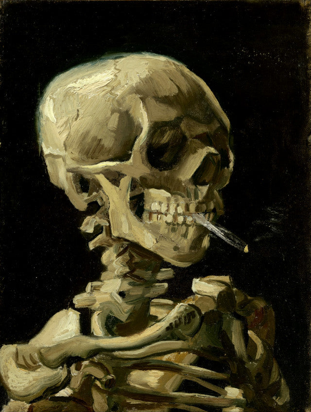 Head Of A Skeleton With A Burning Cigarette
